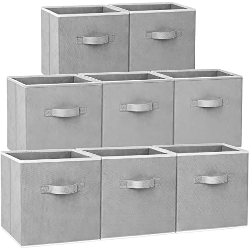 Criusia Large Storage Cubes - 13 Inch Heavy Duty Fabric Storage Bins for Shelves Closet, Cube Organizer - 8 Pack Collapsible Cube Storage Bins Baskets for Organizing Clothes Blankets Toys (Grey) - color: Grey, size: Large -13 inches