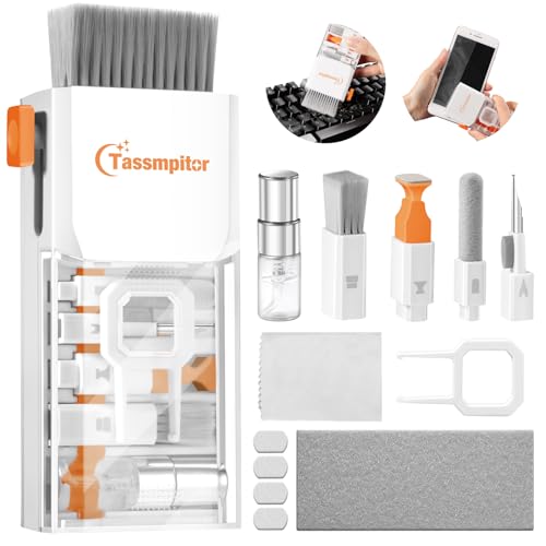 Tassmpitor Laptop Cleaning Kit, All in 1 Keyboard Cleaning kit for MacBook iPad iPhone, Compact Keyboard Cleaner with Brush and Spray for Tablet, Airpods, Earbud, Computer Screen, PC Monitor, White - color: White