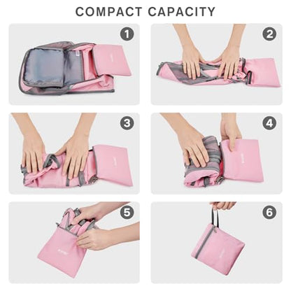 G4Free 10L/15L Hiking Backpack Lightweight Packable Hiking Daypack Small Travel Outdoor Foldable Shoulder Bag - color: Pink Checkered, size: 10L