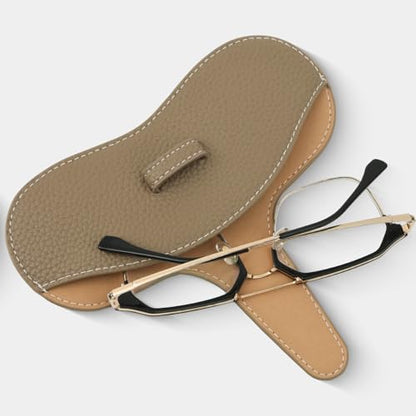 Leather Glasses Case, Portable Lightweight Soft Eyeglass Case, Travel Sunglasses Protective Case for Women Men - color: Brown