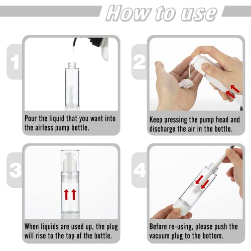 1.7OZ/50ML Clear Airless Pump Bottles, Lotion Dispenser Travel with Pump, Vacuum Plastic Travel Size Lotion Bottle for Foundation, Creams, Cosmetic(6 Pack) - size: 1.7oz / 50ml (6 pcs)