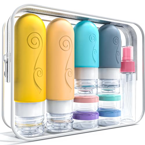 vodvob 16 Pack Travel Bottles Set for Toiletries, TSA Approved Travel Containers Leak Proof Silicone Squeezable Travel Accessories 2oz 3oz for Shampoo Conditioner Lotion Body Wash (BPA Free) (Orange) - color: Orange