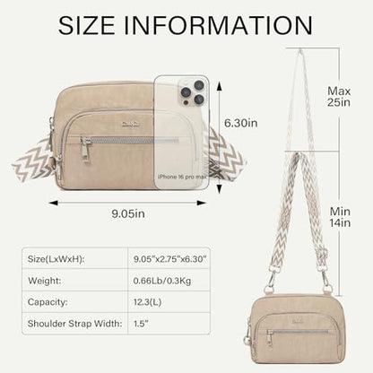 CLUCI Anti Theft Crossbody Bags for Women Travel Small Crossbody Bag Purses for Women RFID Nylon Belt Bag - color: Light Khaki
