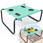 Portable Beach Table Foldable Camping Picnic Table with Cup Holder and Phone Pockets Lightweight Stable for Tailgate Travel Fishing Hiking and Outdoor Adventures(Green,Solid Pattern) - color: Green