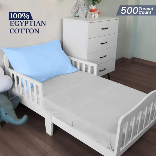 Toddler Travel Pillowcase 13x18 Inch – 100% Egyptian Cotton 500 Thread Count – Small Light Blue Zipper Pillow Case for Kids Nap, Daycare & Airplane – Soft & Breathable – Set of 2 - color: Light Blue, size: Toddler 13x18