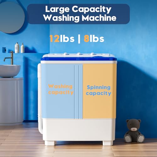 Auertech Portable Washing Machine, 20lbs Twin Tub Washer Mini Compact Laundry Machine with Drain Pump, Semi-automatic 12lbs Washer 8lbs Spinner Combo for Dorms, Apartments, RVs - size: 20lbs Capacity