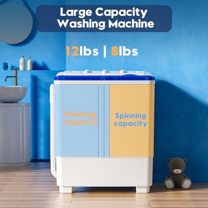 Auertech Portable Washing Machine, 20lbs Twin Tub Washer Mini Compact Laundry Machine with Drain Pump, Semi-automatic 12lbs Washer 8lbs Spinner Combo for Dorms, Apartments, RVs - size: 20lbs Capacity