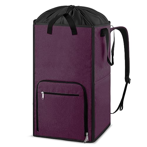 Bukere Laundry Tote Basket, Laundry Backpack Bag for Guys Girls Boys, Collapsible Laundry Hamper for College Dorm Essentials, Portable Laundry Bag for Nursery, Bathroom, Bedroom, Swimming Pool - color: PURPLE