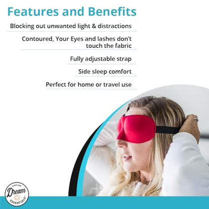 Wild Essentials Sweet Dreams Contoured Sleep Mask Kit with Travel Pouch and Earplugs Set ~ Pink - color: Pink