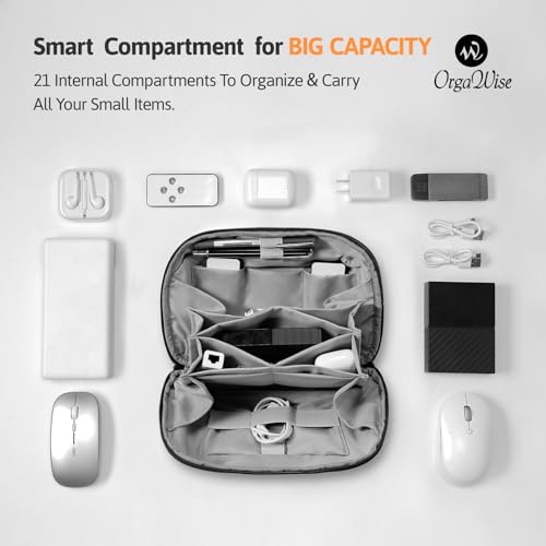OrgaWise Electronics Organizer, Electronic Accessories Bag Travel Cable Organizer Three-Layer for iPad Mini, Kindle, Hard Drives, Cables, Chargers - color: Pouch-Black