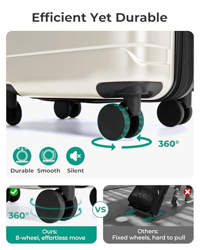 BAGSMART Carry On Luggage 22x14x9 Airline Approved with Spinner Wheels,Lightweight 20 Inch Luggage with TSA Lock,Expandable Hard Shell Carry On Suitcases for Men Women,White - color: White