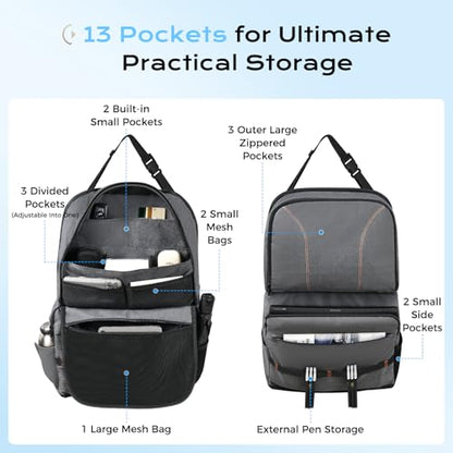 Coverado Backseat Car Organizer, Heavy-Duty Durable Dual-Way Use Car Back Seat Organizer Waterproof with Reinforced Pockets, Zipper Closure Design, Protect Valuables from Spills, Keeps Car Tidy - size: 1 Pack(Fabric)