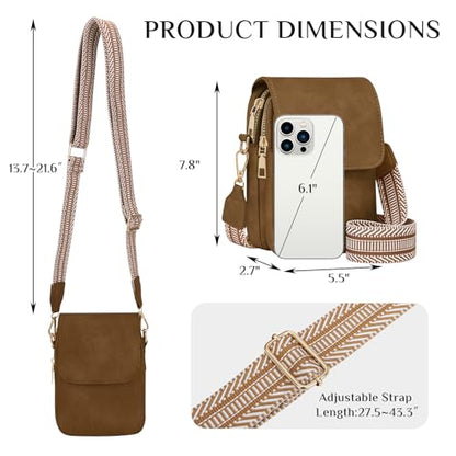 Fashion Small Crossbody Bags for Women Trendy Designer Cell Phone Purses Wallets with Card Holder Anti Theft Travel - color: Sandy Brown
