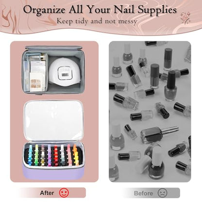 YOREPEK Extra Large Nail Polish Organizer Case Holds 96 to 100+ Bottles (15ml/0.5 fl.oz) UV lamp, Gel Polish Travel Case Bag with 2 Removable Pouches Fits Nail Suppiles, Gifts for Manicurist, Purple - color: Purple-96bottles