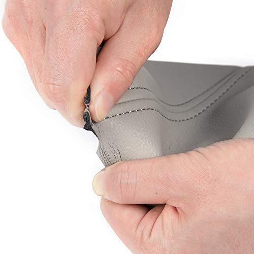 PIT66 PU Leather Front Door Panels Center Consoles Armrest Covers, Compatible with 09-15 Honda Pilot Left Right Side Gray