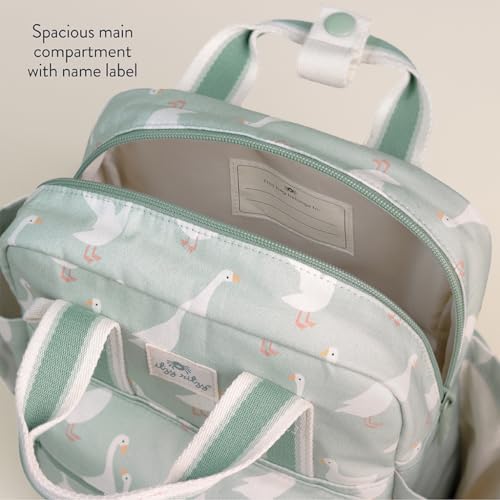 Itzy Ritzy Toddler Backpack - Daycare Bag - Features Adjustable Shoulder Straps, 2 Side Pockets & Spacious Interior with Wipeable Fabric Lining & Name Label, Goose - color: Goose