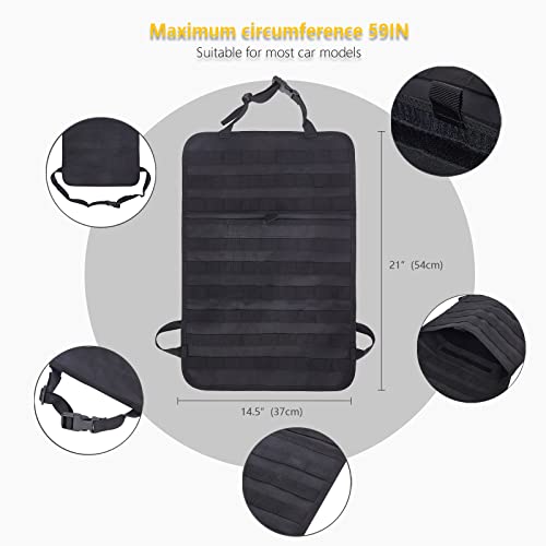 Universal Tactical Car Seat Back Organizer Bag Tactical Molle Vehicle Organizers Panel Vehicle Protector Organizers with 5 Detachable Pouches for Car Truck Ford Jeep (Black) - color: Black