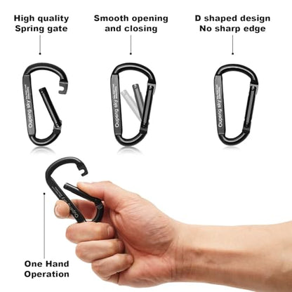 Carabiner Clip,855lbs，3" Heavy Duty D Ring Caribeener Clips,Carabiner Keychain Caribeaners for Hammocks,Camping,Hiking,Outdoors,Gym,Small Carabiners for Dog Leash,Harness,Key Ring, Black
