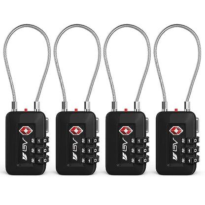 TSA Accepted Luggage Travel Lock, Set-Your-Own Combination Lock for School Gym Locker, Luggage Suitcase Baggage Locks, Filing Cabinets, Toolbox, Case (Black, 4 Pack) - color: Black, size: 4 Pack