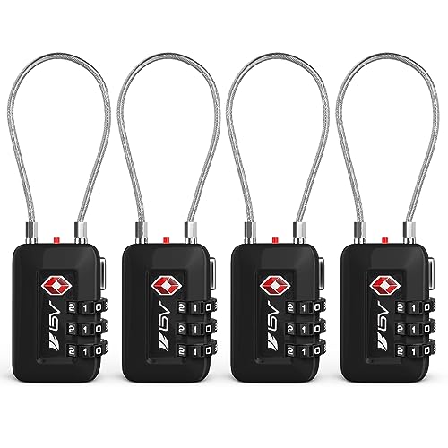 TSA Accepted Luggage Travel Lock, Set-Your-Own Combination Lock for School Gym Locker, Luggage Suitcase Baggage Locks, Filing Cabinets, Toolbox, Case (Black, 4 Pack) - color: Black, size: 4 Pack