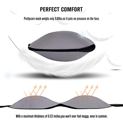 PrettyCare 3D Sleep Mask 2 Pack,Eye Mask for Side Sleeper -3D Contoured Sleeping Mask Blackout Out for Men Women - Zero Eye Pressure Blindfold with Ear Plugs, Night Masks with Travel Bag (Black＆Grey) - color: Black＆grey
