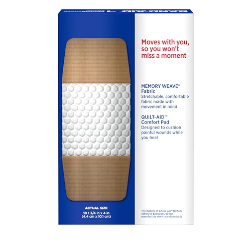 BAND-AID Brand Sterile Flexible Fabric Adhesive Bandages,Comfortable Flexible Protection & Wound Care for Minor Cuts & Scrapes, Designed to Cushion Painful Wounds,Extra Large Size 10 Count (Pack of 2) - size: 10 Count (Pack of 2), style: All One Size