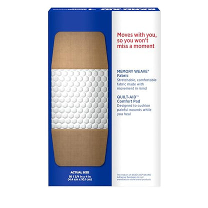 BAND-AID Brand Sterile Flexible Fabric Adhesive Bandages, Comfortable Flexible Protection & Wound Care for Minor Cuts & Scrapes, Designed to Cushion Painful Wounds, Extra Large Size - size: 10 Count (Pack of 1), style: All One Size