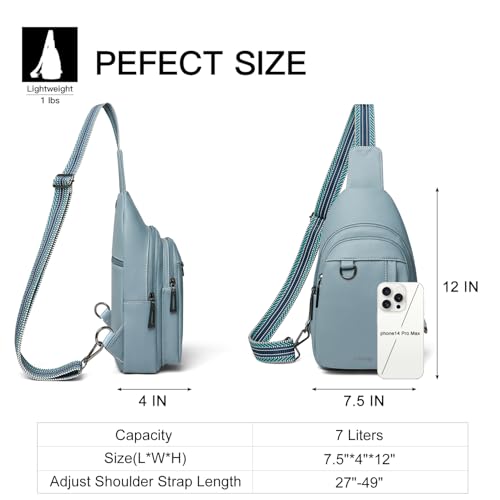 LATMAP 7L Sling Bag for Women Men Leather Small Sling Backpack Daypack Anti Theft Fanny Pack Crossbody Purse Travel - color: Regular Size-blue