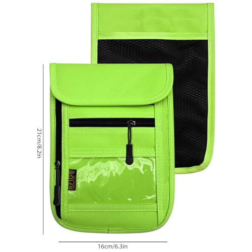 RFID Blocking Travel Neck Wallet Pouch and Passport Holder, Travel Neck Pouch Passport Holder for Women & Men - Green - color: Green
