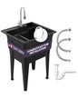 Freestanding Utility Sink with Stainless Steel Gooseneck Faucet - 24" Plastic Utility Sink for Garage, Laundry, Indoor and Oudoor Use - Laundry Tub Kit by Noah William Home - Black (19.5 gal) - color: Black - Gooseneck faucet