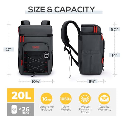 TOURIT Insulated Backpack Cooler: 30 Cans Waterproof Leakproof Soft Cooler Bag Beach Travel Picnic Camping - color: Black 1.0, style: 30 Cans 2.0