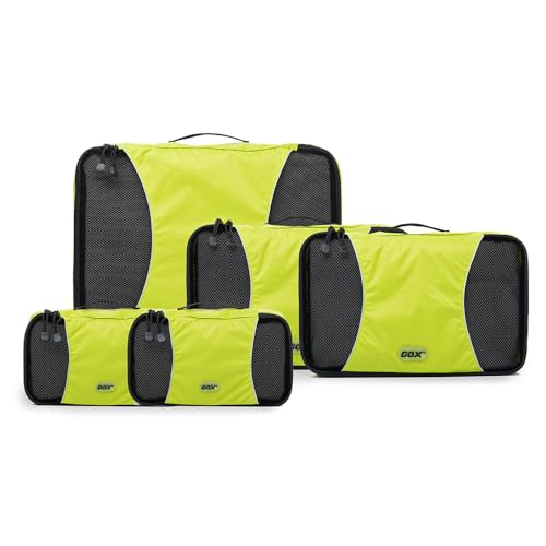 GOX Ultra Light 5 piece Packing Cubes Travel Luggage Organizer 1 Large 2 Medium 2 Small - color: Green