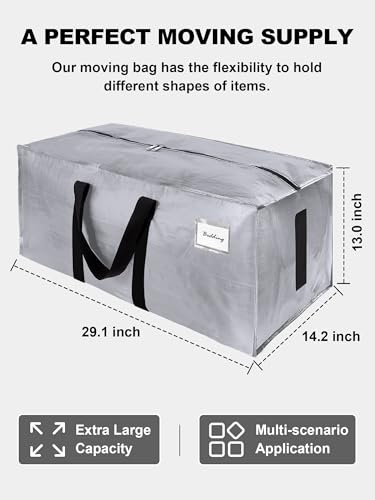 HOMESURE Supports 200lbs Heavy Duty Moving Bags - Strong Zipper & Wrap-Around Handles - Water-Resistant Storage Totes, Durable Alternative to Moving Boxes - 8 Pack - Silver - color: Silver