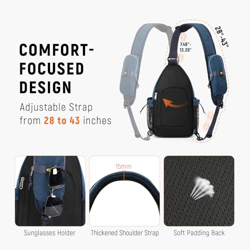 SKYSPER Sling Bag Anti-Theft Crossbody Bag RFID Travel Cross Body Shoulder Sling Backpack - color: Darkblue