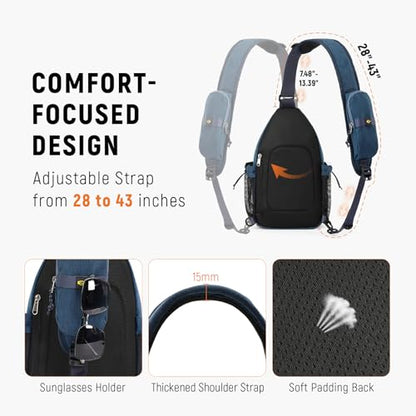 SKYSPER Sling Bag Anti-Theft Crossbody Bag RFID Travel Cross Body Shoulder Sling Backpack - color: Darkblue
