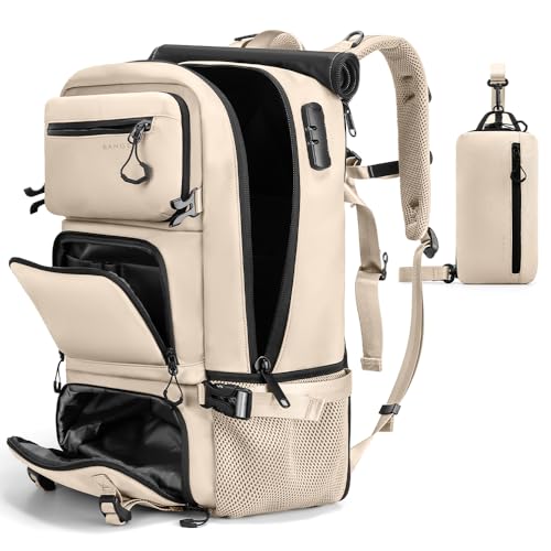 FUTURE AESTHEICS Travel backpack Carry-on Travel Backpack For Women Men Flight Approved Business Weekender Overnight Waterproof Daypack (off-white) - color: Off-white