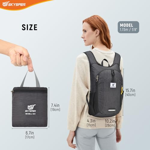 SKYSPER 10L Hiking Backpack Small Foldable Daypack Packable Lightweight Hiking Daypack Travel Day Pack for Women Men - color: Black