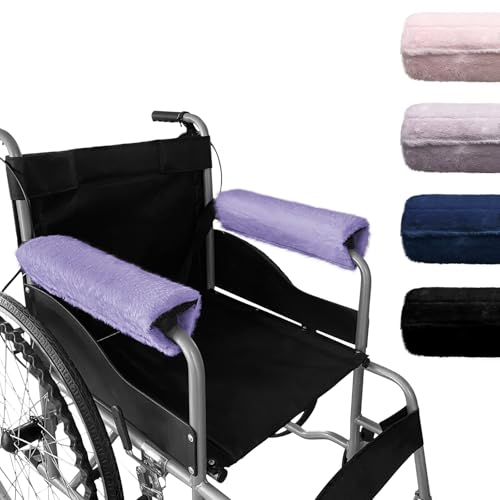 SPRING SEAON Wheelchair Armrest Covers 2 Pack Soft Memory Foam Wheelchair armrest Pads Wicking Washable for Office Transport Chair (Deep Purple) - color: Deep Purple