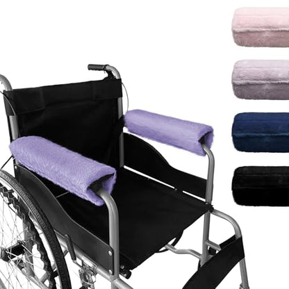 SPRING SEAON Wheelchair Armrest Covers 2 Pack Soft Memory Foam Wheelchair armrest Pads Wicking Washable for Office Transport Chair (Deep Purple) - color: Deep Purple