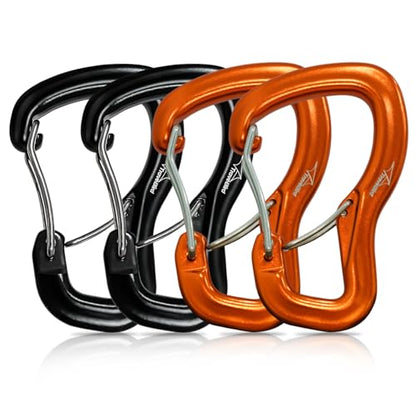 Heavy Duty Carabiner Clip Hook 8KN (1763 lbs), 2 PCS Ultra-Light Aluminum Caribeaners with Double Door D Ring Shape, for Hammock, Camping, Hiking, Backpacking, Dog Leash, Keychain Clip - style: 2Black+2Orange