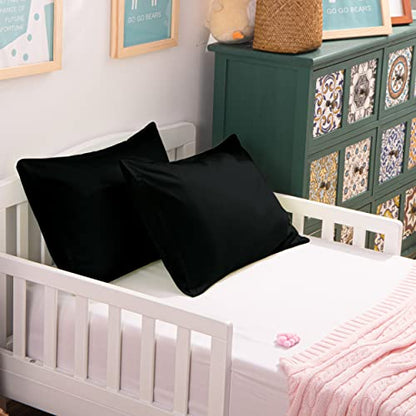 NTBAY Egyptian Cotton Toddler Pillowcases - Set of 2 - Travel Pillow Cases - 500 Thread Count Cotton 13x18 Pillow Covers - Envelope Closure Nursery Pillowcases, 13x18 Inches, Black - color: Black