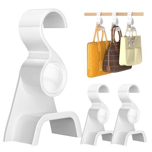 Acrylic Purse Organizer for Closet 3 Pcs，New Luxury Purse Bag Hanger Closet, Handbag Organizer Hooks for Hanging Bags & Purses, Protecting Bag Shape & Organizing Space (White, 3 Pack) - color: White, size: 3 Pack