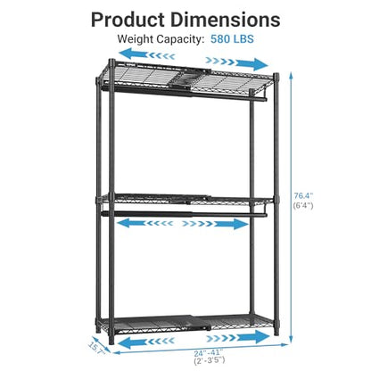 VIPEK X1 Expandable Clothes Rack Heavy Duty Adjustable from 2' to 3'5" with Adjustable Shelves and Hanger Rods, Reach-in & Walk-in Closets Metal Garment Racks Portable Closet, Black - color: Black, size: X1