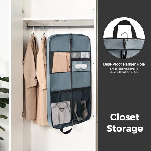 pack all 43" Premium Gusseted Travel Garment Bag, Heavy Duty Hanging Suit Bag, Foldable Dress Bag for Closet Storage, Suit Cover Protector for Clothes Shirts Dresses Coats(Grey) - size: Plus