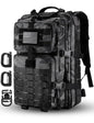 Hannibal Tactical MOLLE Assault Pack, Tactical Backpack Military Army Camping Rucksack, 3-Day Pack Trip w/USA Flag Patch, D-Rings, Black Camo - color: Black Camo