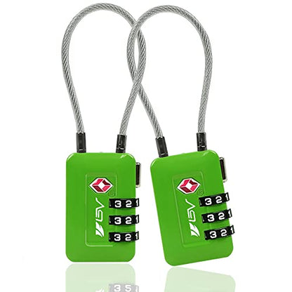 TSA Accpeted Luggage Travel Lock, Set-Your-Own Combination Lock for School Gym, Golf Bag, Locker, Luggage Suitcase Baggage Locks, Filing Cabinets, Toolbox, Case (Green, 2 Pack) - color: Green, size: 2 Pack