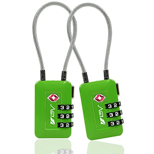 TSA Accpeted Luggage Travel Lock, Set-Your-Own Combination Lock for School Gym, Golf Bag, Locker, Luggage Suitcase Baggage Locks, Filing Cabinets, Toolbox, Case (Green, 2 Pack) - color: Green, size: 2 Pack