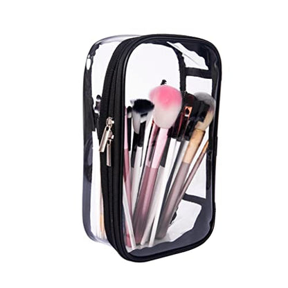 Portable Zippered Transparent Vinyl Travel Cosmetic Bag Clear PVC Makeup Kits Organizer Utility Pouch See Through Plastic TSA Approved Toiletry Carry Pouch - color: Clear
