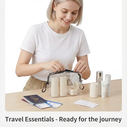 5pcs Travel Cream Dispenser Bottles Set Travel Bottles Toiletry Containers Set, TSA Approved, Travel Essentials - color: Beige