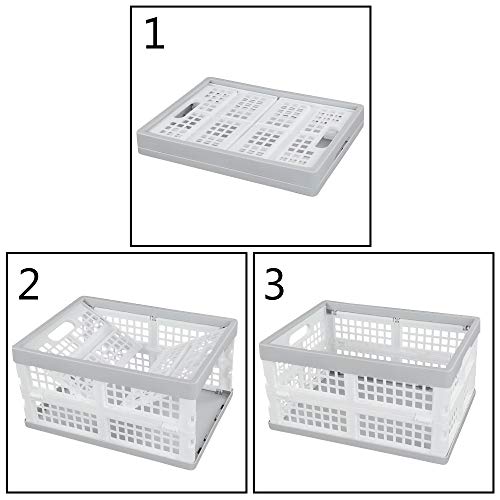 Vababa 3-Pack Plastic Stackable Collapsible Storage Crate, 15 L Stacking Folding Storage Basket - size: 15 L